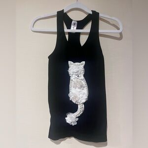 Racerback tank with embellished cat